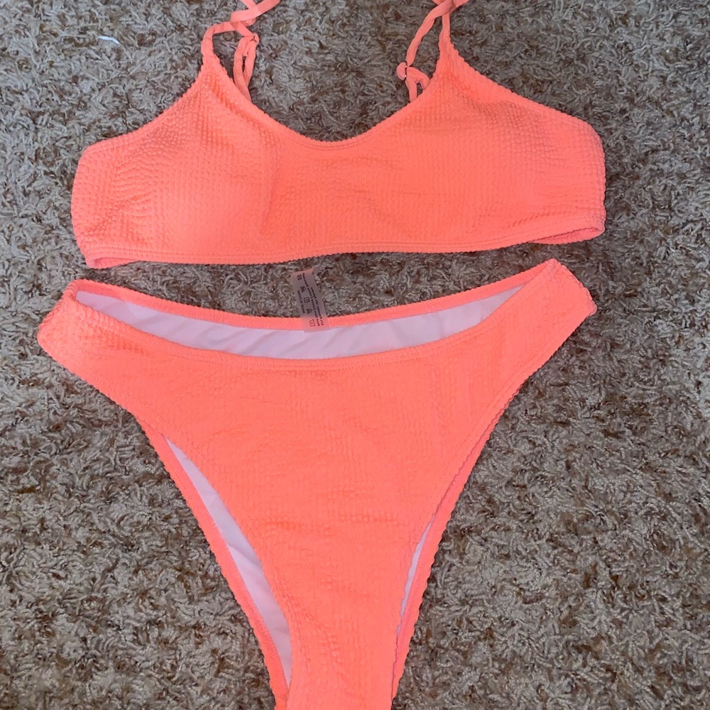 Shein bright orange bathing suit